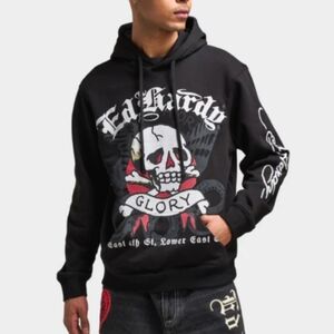 Ed Hardy Death Or Glory Graphic Print Hoodie Men's Size Large NEW!